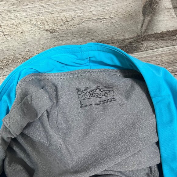 Patagonia Athletic Mid Rise Runnings Shorts Blue Pattern Women’s Size L - Picture 5 of 8